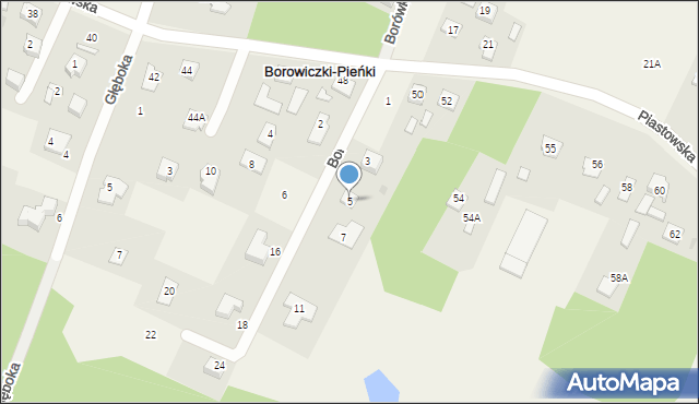 Borowiczki-Pieńki, Borówkowa, 5, mapa Borowiczki-Pieńki