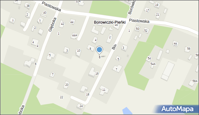 Borowiczki-Pieńki, Borówkowa, 6, mapa Borowiczki-Pieńki
