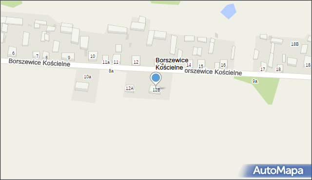 Borszewice Kościelne, Borszewice Kościelne, 12B, mapa Borszewice Kościelne