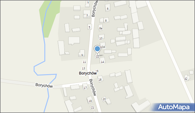 Borychów, Borychów, 12, mapa Borychów