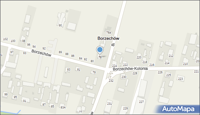Borzechów, Borzechów, 78, mapa Borzechów