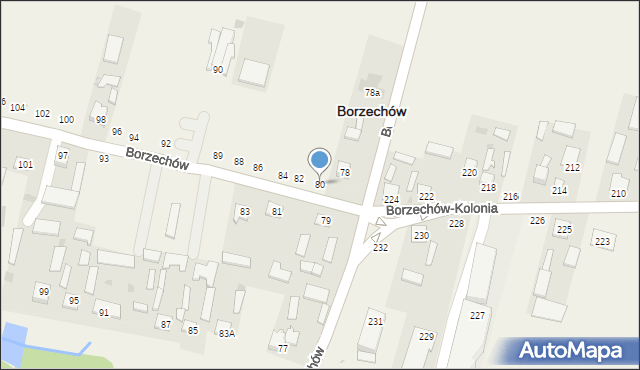 Borzechów, Borzechów, 80, mapa Borzechów
