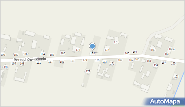 Borzechów-Kolonia, Borzechów-Kolonia, 174, mapa Borzechów-Kolonia