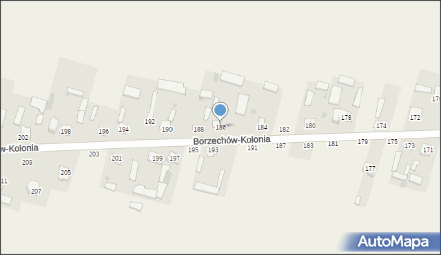 Borzechów-Kolonia, Borzechów-Kolonia, 186, mapa Borzechów-Kolonia