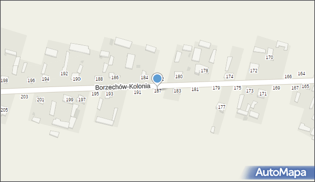 Borzechów-Kolonia, Borzechów-Kolonia, 187, mapa Borzechów-Kolonia