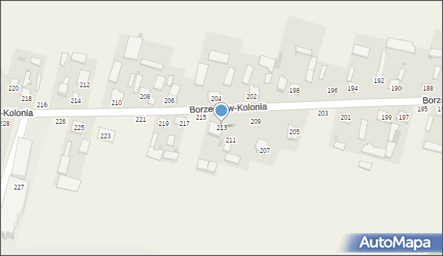 Borzechów-Kolonia, Borzechów-Kolonia, 213, mapa Borzechów-Kolonia