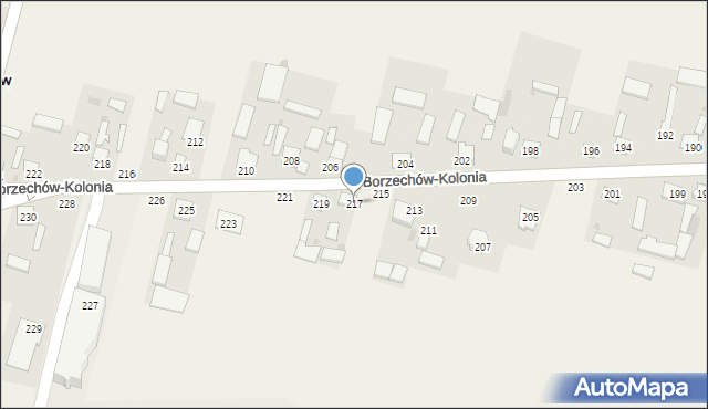 Borzechów-Kolonia, Borzechów-Kolonia, 217, mapa Borzechów-Kolonia