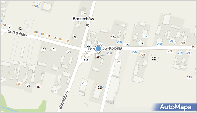 Borzechów-Kolonia, Borzechów-Kolonia, 230, mapa Borzechów-Kolonia