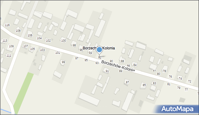 Borzechów-Kolonia, Borzechów-Kolonia, 92, mapa Borzechów-Kolonia