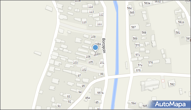 Borzęcin, Borzęcin, 107, mapa Borzęcin