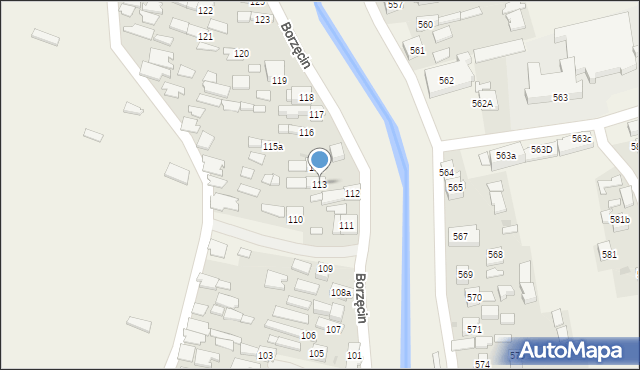 Borzęcin, Borzęcin, 113, mapa Borzęcin