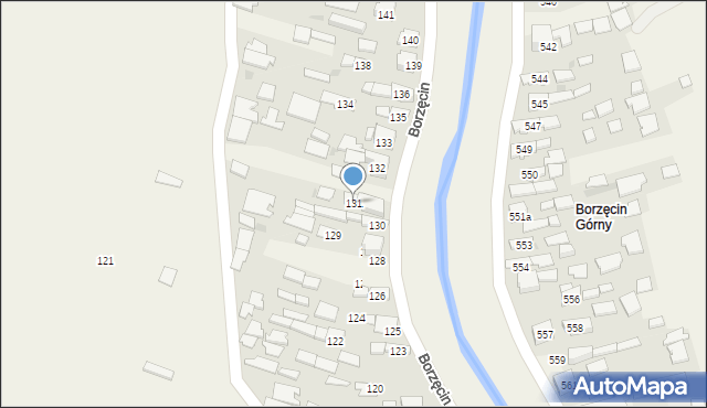 Borzęcin, Borzęcin, 131, mapa Borzęcin