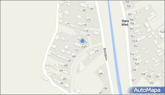 Borzęcin, Borzęcin, 173, mapa Borzęcin