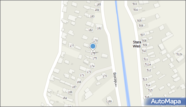 Borzęcin, Borzęcin, 176, mapa Borzęcin