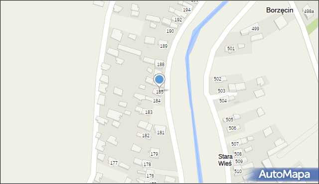 Borzęcin, Borzęcin, 185, mapa Borzęcin