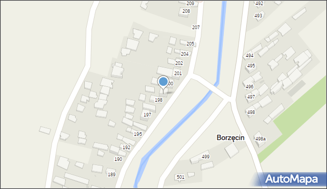 Borzęcin, Borzęcin, 199, mapa Borzęcin