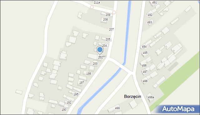 Borzęcin, Borzęcin, 201, mapa Borzęcin