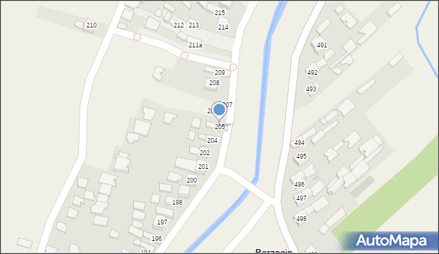Borzęcin, Borzęcin, 205, mapa Borzęcin
