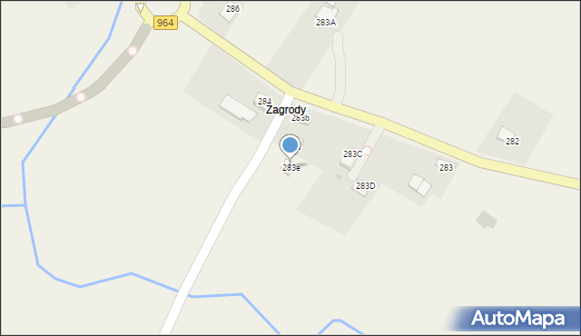 Borzęcin, Borzęcin, 283e, mapa Borzęcin