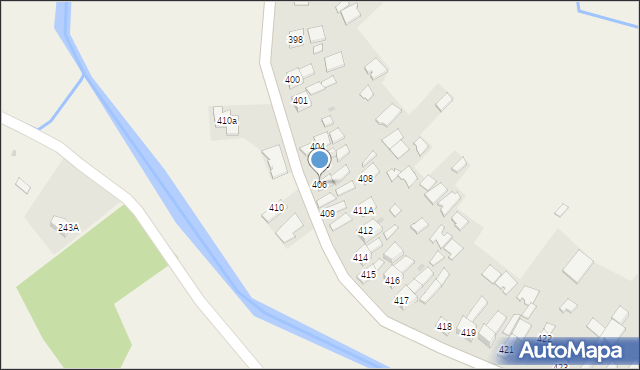 Borzęcin, Borzęcin, 406, mapa Borzęcin