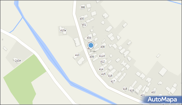 Borzęcin, Borzęcin, 407, mapa Borzęcin