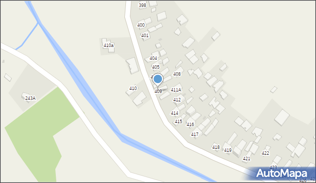 Borzęcin, Borzęcin, 409, mapa Borzęcin