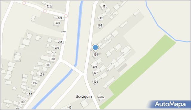 Borzęcin, Borzęcin, 495, mapa Borzęcin