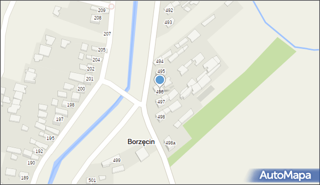 Borzęcin, Borzęcin, 496, mapa Borzęcin