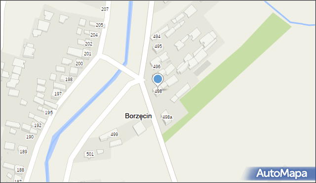 Borzęcin, Borzęcin, 498, mapa Borzęcin