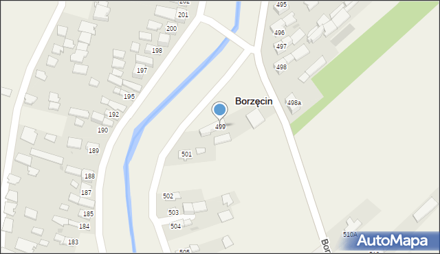 Borzęcin, Borzęcin, 499, mapa Borzęcin