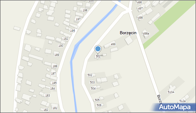 Borzęcin, Borzęcin, 501, mapa Borzęcin