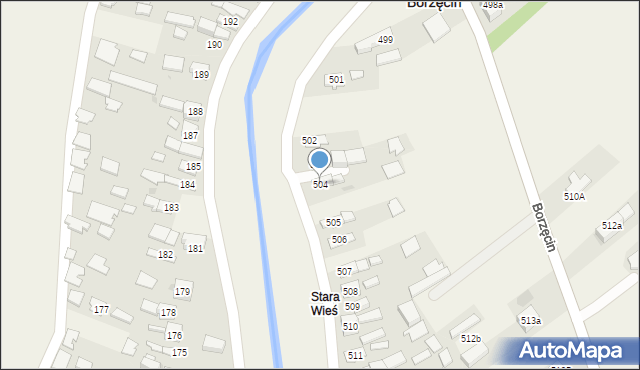 Borzęcin, Borzęcin, 504, mapa Borzęcin