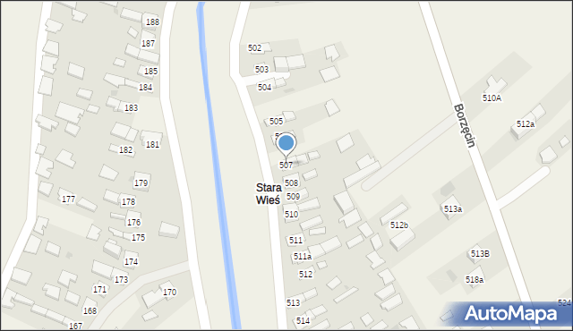 Borzęcin, Borzęcin, 507, mapa Borzęcin