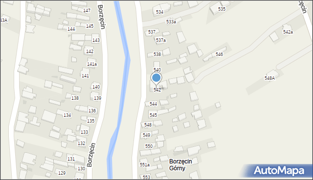 Borzęcin, Borzęcin, 542, mapa Borzęcin