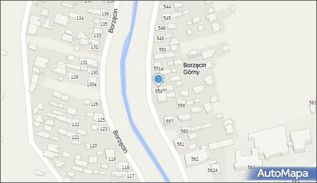 Borzęcin, Borzęcin, 554, mapa Borzęcin