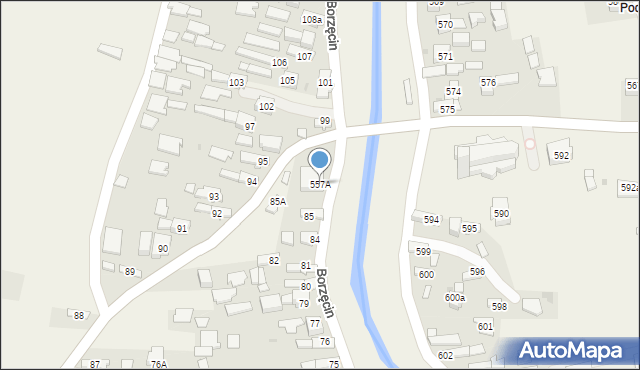 Borzęcin, Borzęcin, 557A, mapa Borzęcin