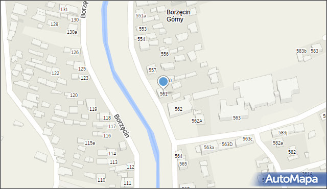 Borzęcin, Borzęcin, 561, mapa Borzęcin