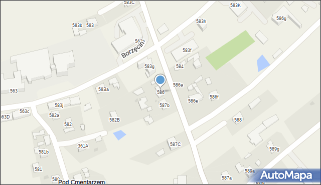 Borzęcin, Borzęcin, 586, mapa Borzęcin