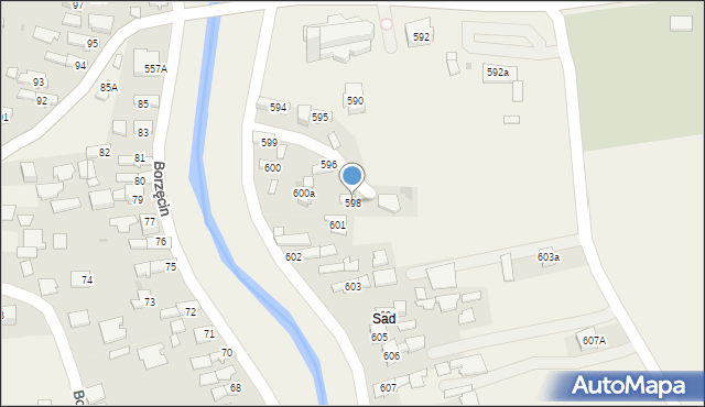 Borzęcin, Borzęcin, 598, mapa Borzęcin