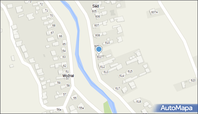 Borzęcin, Borzęcin, 611, mapa Borzęcin