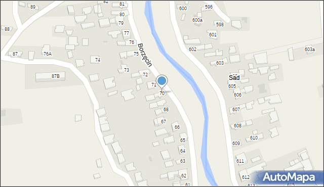 Borzęcin, Borzęcin, 70, mapa Borzęcin