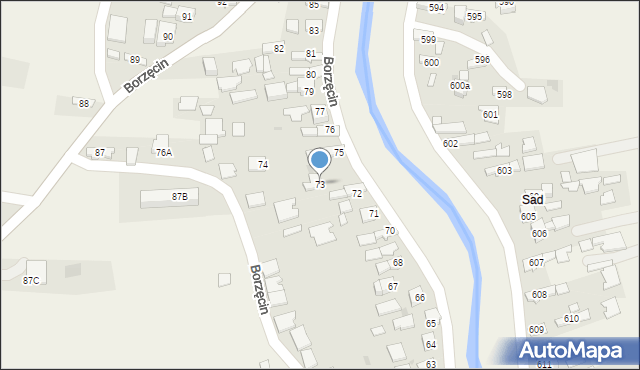 Borzęcin, Borzęcin, 73, mapa Borzęcin