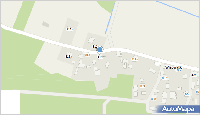 Borzęcin, Borzęcin, 811, mapa Borzęcin