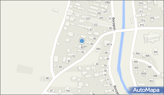 Borzęcin, Borzęcin, 93, mapa Borzęcin