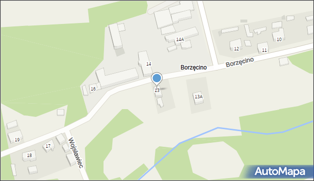 Borzęcino, Borzęcino, 13, mapa Borzęcino