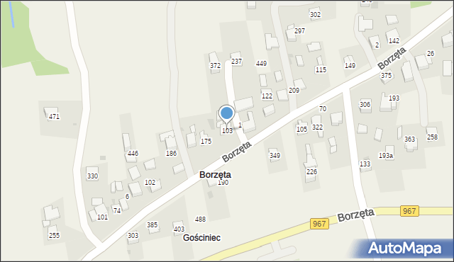 Borzęta, Borzęta, 103, mapa Borzęta