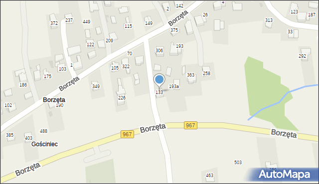 Borzęta, Borzęta, 133, mapa Borzęta