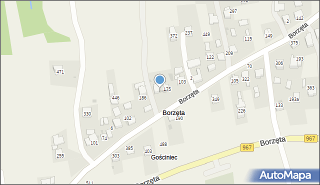 Borzęta, Borzęta, 222, mapa Borzęta