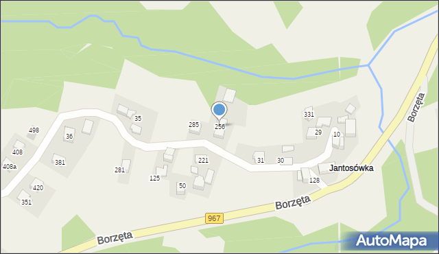 Borzęta, Borzęta, 256, mapa Borzęta