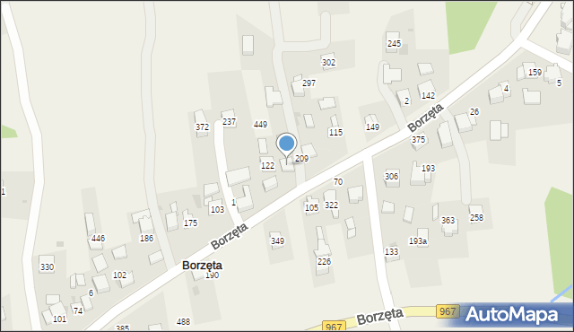 Borzęta, Borzęta, 316, mapa Borzęta